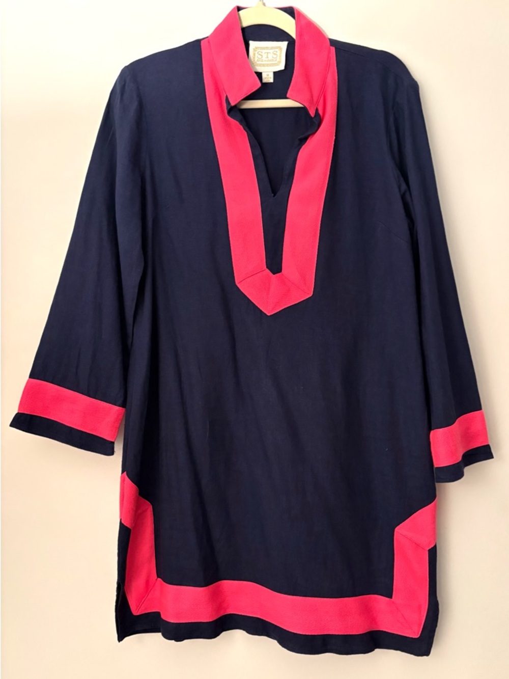 LAST CHANCE!!!! Preppy Caftan in Navy with Hot Pink Trim